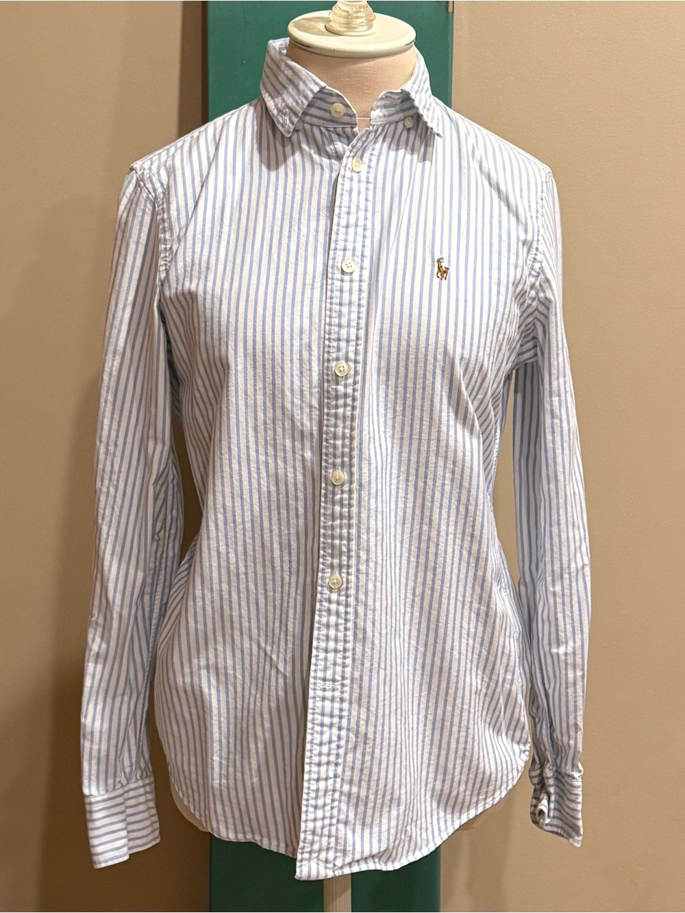 Ralph Lauren Woman's Blue Stripe Button-Down Shirt